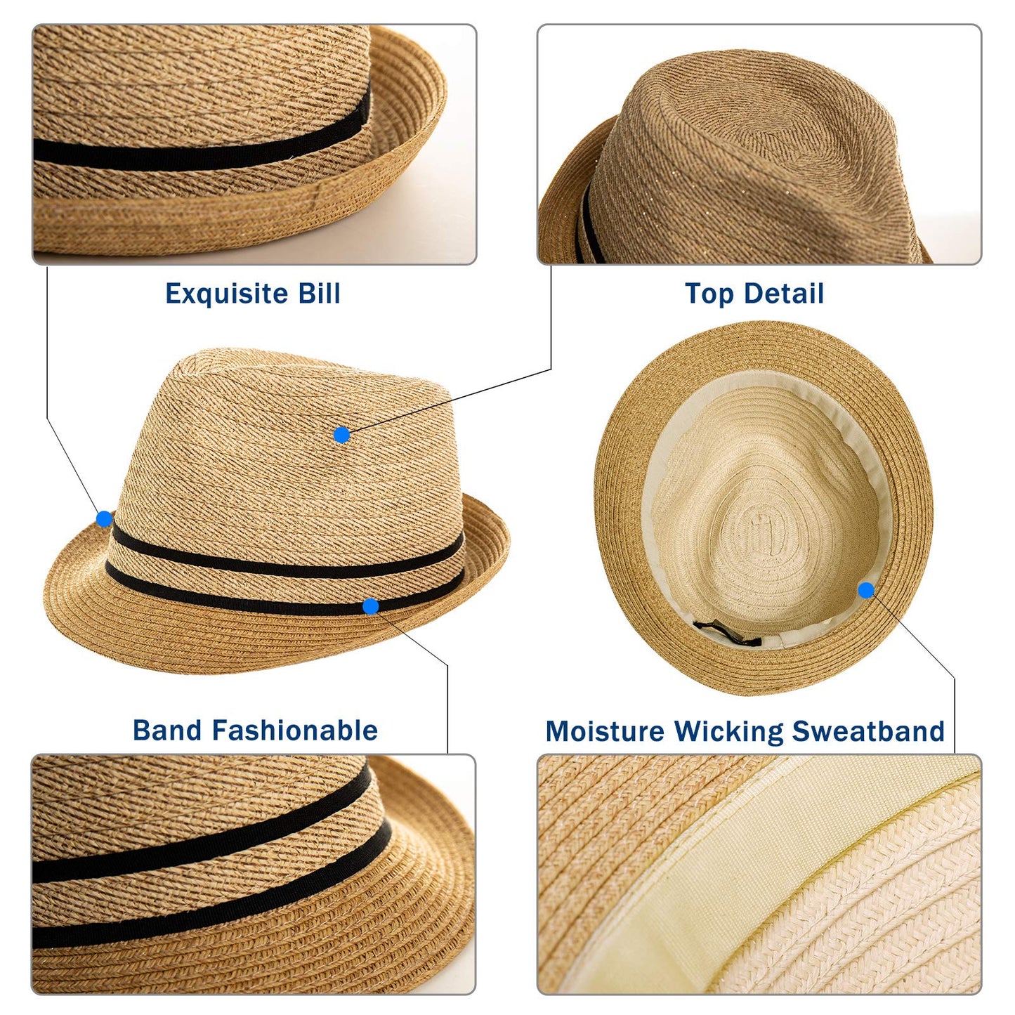 1920s Straw Panama Fedora Hat