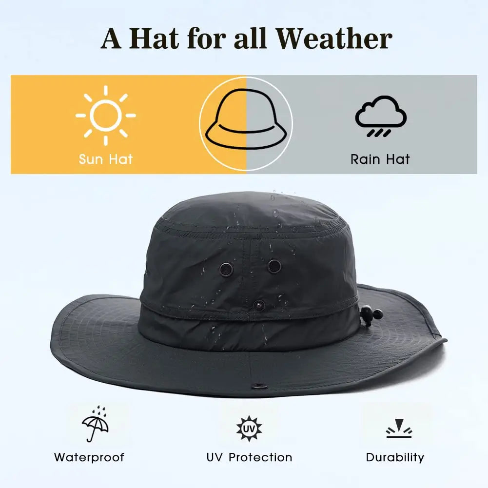 Oversize XL XXL Wide Brim Waterproof UPF 50+ Travel Fishing Hat TOP-EX